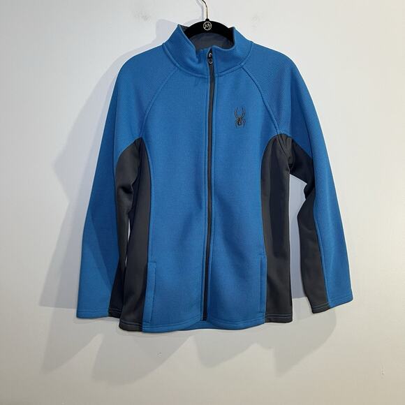 Spyder Full Zip Jacket For Kids Size XL 18-20 Blue And Gray Sweater - Picture 1 of 8